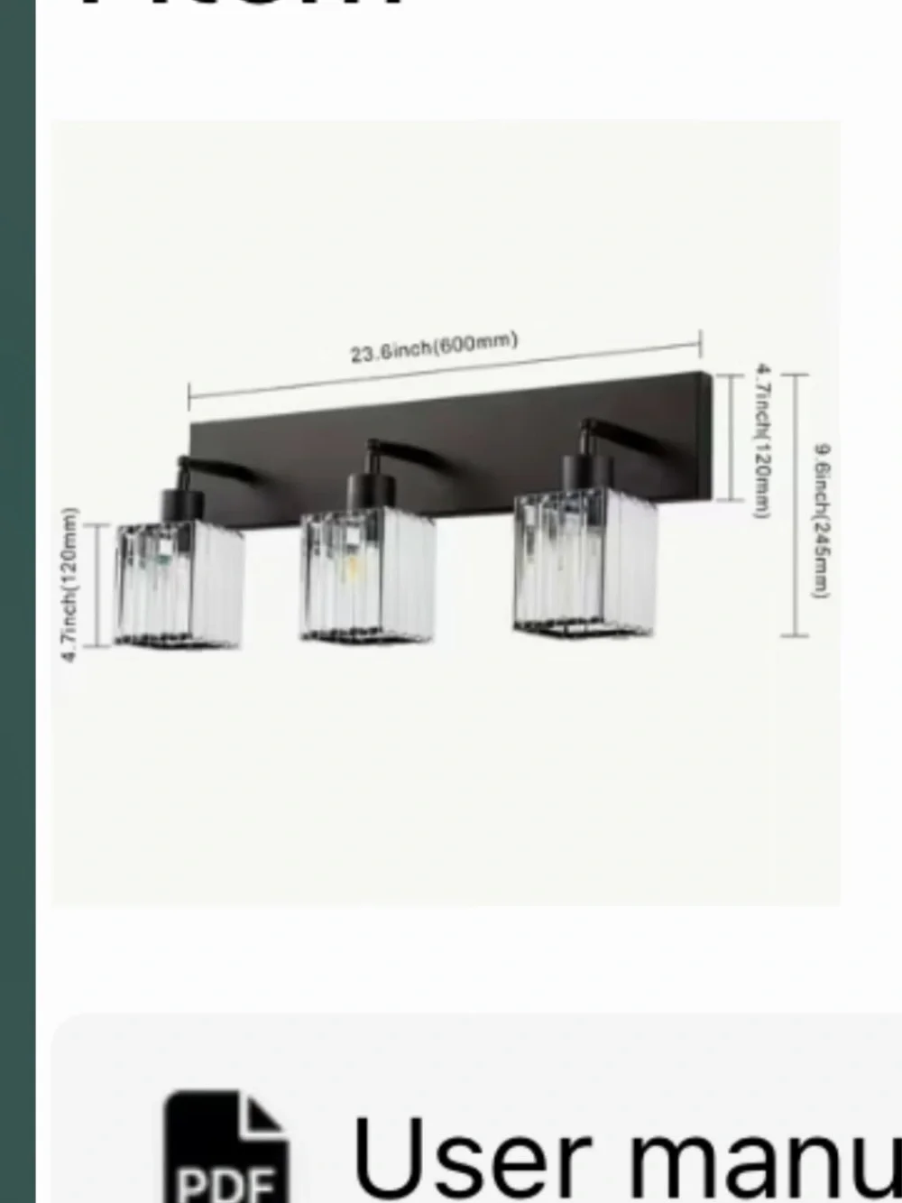3-Light Black Vanity Light with Clear Glass Shades